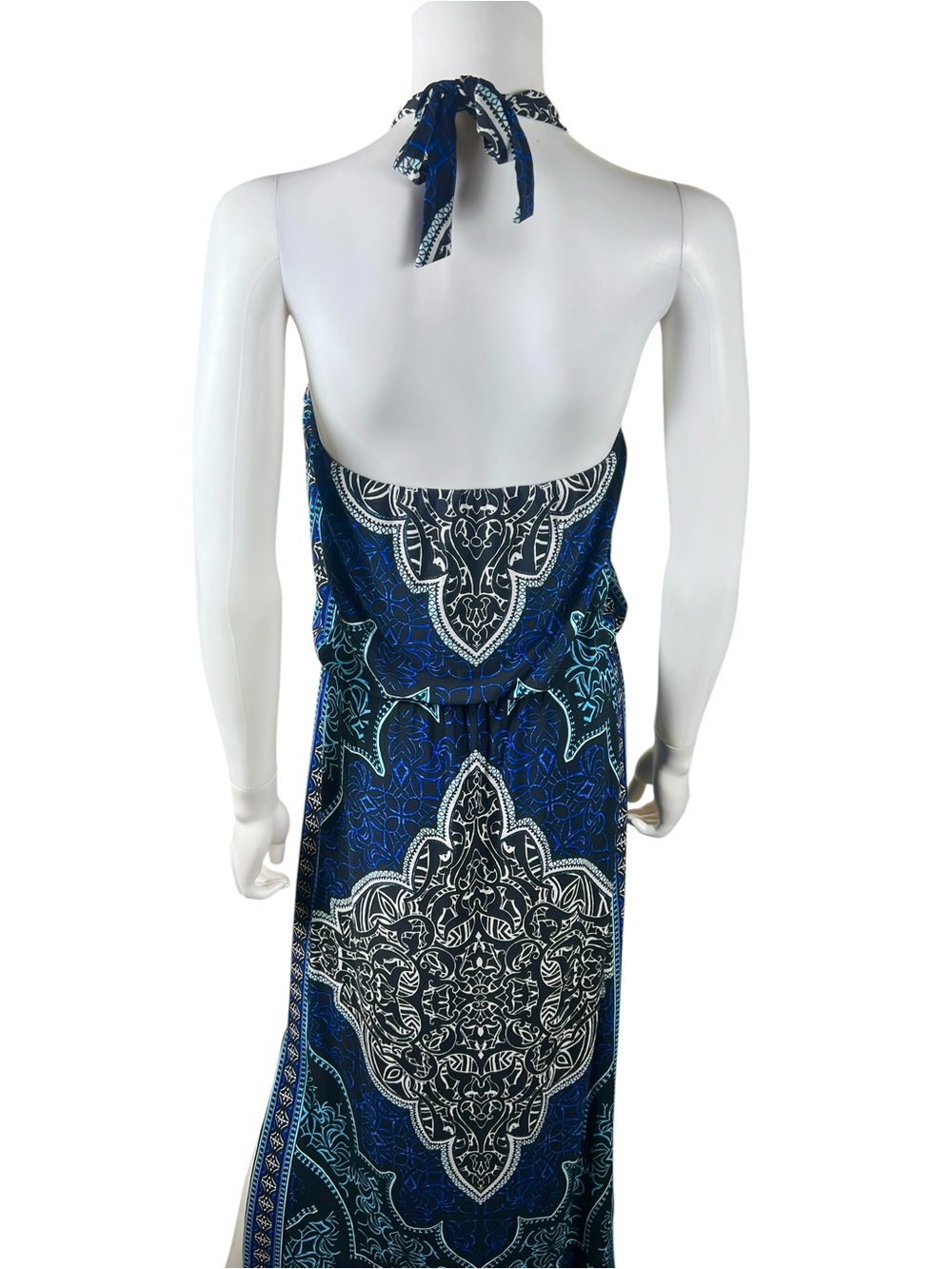 White House Black Market Bohemian Damask Halter Maxi Dress Size Small - Picture 8 of 12